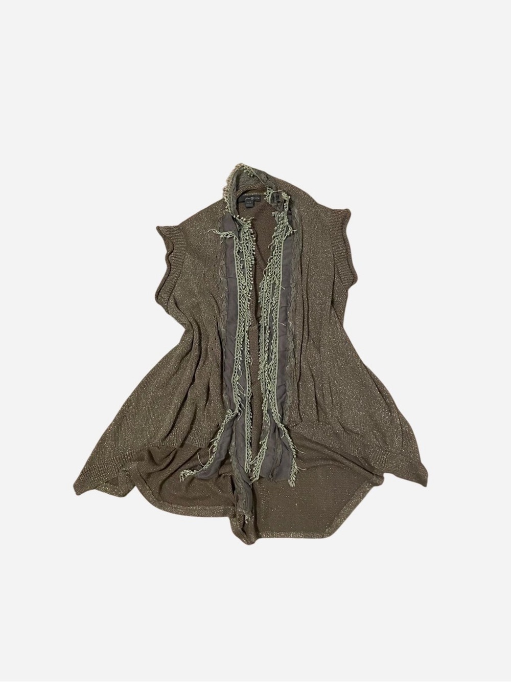 Forever 21 Y2K Brown Lace Trim Vest Size Small